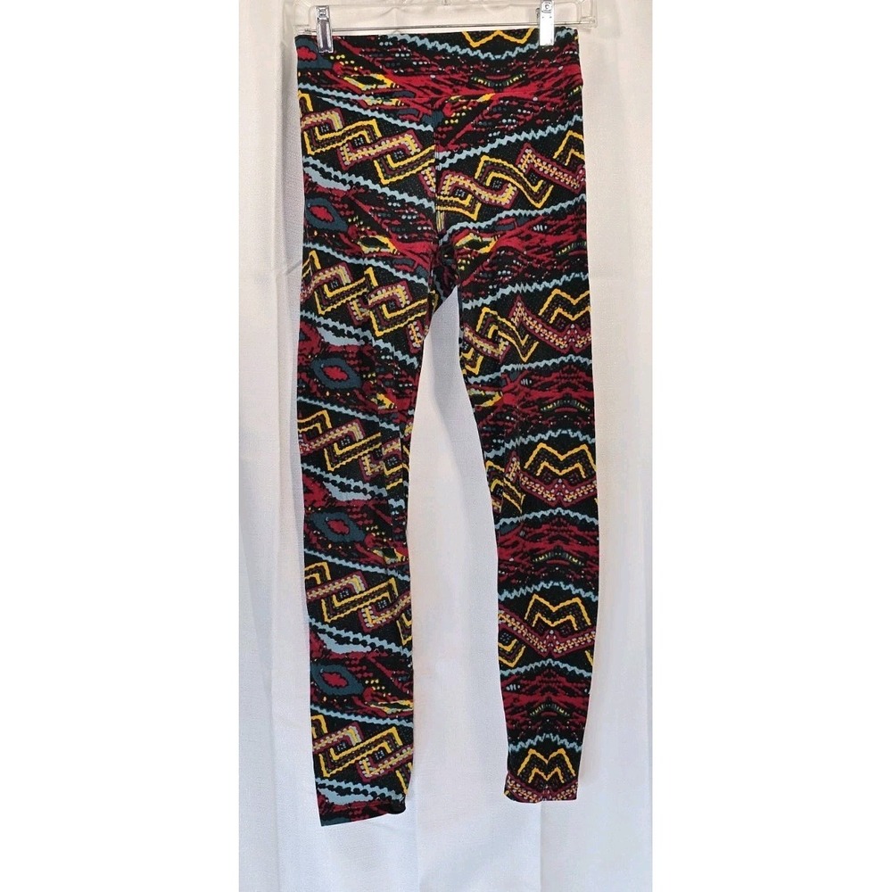 LuLaRoe Leggings One Size Red Yellow Black‎ Geometric